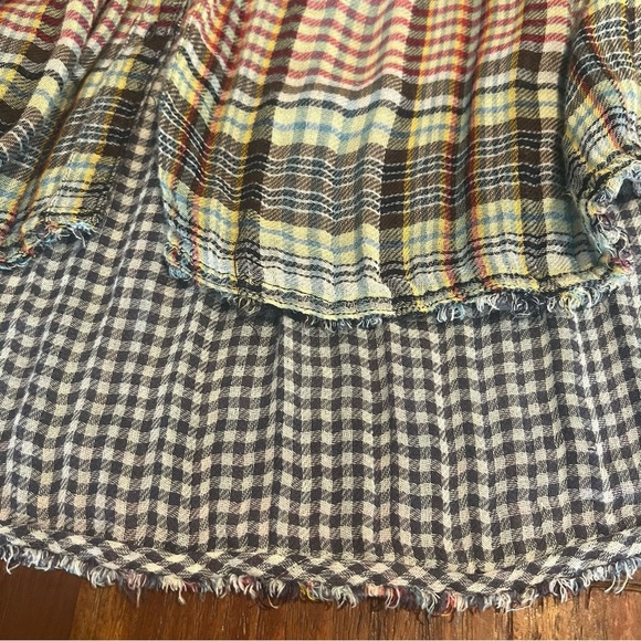 Free People Plaid Oversized Pleated Button Up Long Sleeve Top Come On Over XS - Picture 4 of 11